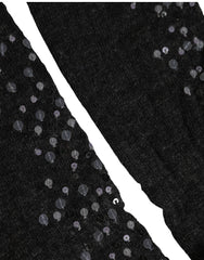 Dolce & Gabbana Dark Gray Sequined Wool Knee High Accessory Socks