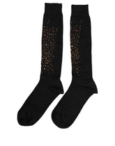 Dolce & Gabbana Dark Gray Sequined Wool Knee High Accessory Socks