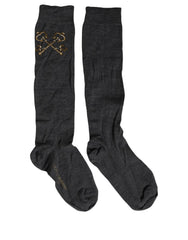 Dolce & Gabbana Dark Gray Wool Over The Calf Knee High Accessory Socks