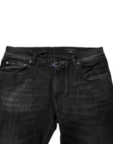 Dolce & Gabbana Dark Gray Washed Cotton Skinny Men Denim Jeans