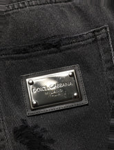 Dolce & Gabbana Dark Gray Distressed Oversize Men Denim Jeans