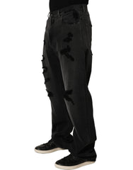 Dolce & Gabbana Dark Gray Distressed Oversize Men Denim Jeans