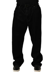Dolce & Gabbana Black Cotton Relaxed Wide Leg Men Denim Jeans