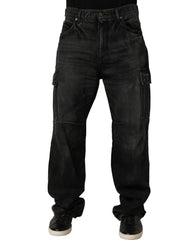 Dolce & Gabbana Dark Gray Cotton Baggy Cargo Men Denim Jeans
