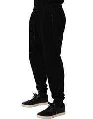 Dolce & Gabbana Black Cotton Logo Jogger Men Sweatpants Pants
