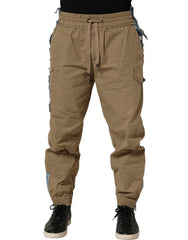 Dolce & Gabbana Beige Cotton Cargo Drawstring Trouser Pants