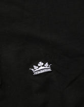 Dolce & Gabbana Black Crown Short Sleeved Henley Men T-shirt