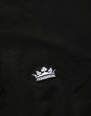 Dolce & Gabbana Black Crown Short Sleeved Henley Men T-shirt