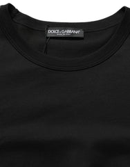 Dolce & Gabbana Black Cotton Crew Neck Short Sleeve T-shirt