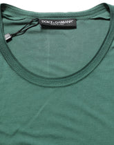 Dolce & Gabbana Green Silk Crew Neck Short Sleeves T-shirt