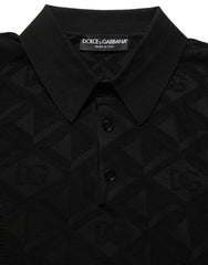 Dolce & Gabbana Black Silk Short Sleeve Knit Polo T-shirt