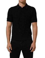 Dolce & Gabbana Black Silk Short Sleeve Knit Polo T-shirt