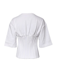 Dolce & Gabbana White Cotton Blend Corset Style Blouse Top