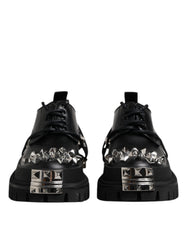 Dolce & Gabbana Black Studded Leather Hi-Trekking Derby Men Shoes