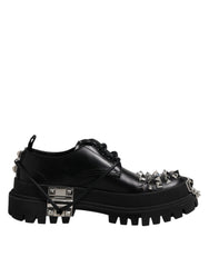 Dolce & Gabbana Black Studded Leather Hi-Trekking Derby Men Shoes