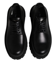 Dolce & Gabbana Black Leather Hi-Trekking Derby Shoes