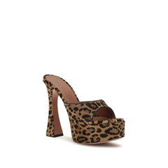 Amina Muaddi Beige Calf Leather Bos Taurus Platform Sandals