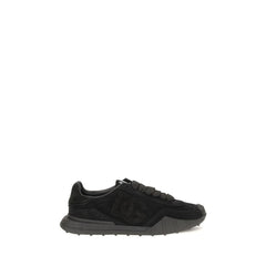 Dolce & Gabbana Black Calf Leather Bos Taurus Athletic Sneakers