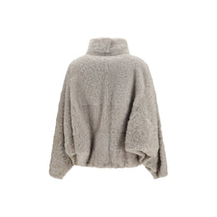 Brunello Cucinelli Gray Faux Fur Full-Length Jacket