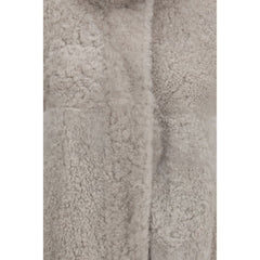 Brunello Cucinelli Gray Faux Fur Full-Length Jacket