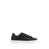 Versace Black Calf Leather Bos Taurus Low Top Sneakers