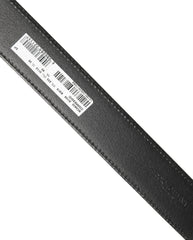 Dolce & Gabbana Black Leather Gold Logo Engraved Buckle Belt