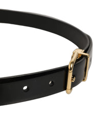 Dolce & Gabbana Black Classic Leather Gold Tone Buckle Belt