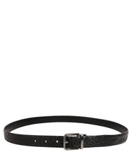 Dolce & Gabbana Black Leather Silver Metal Buckle Men Belt