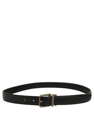 Dolce & Gabbana Men Black Calf Leather Gold Metal Buckle Belt