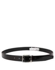 Dolce & Gabbana Black Classic Leather Silver Tone Buckle Belt