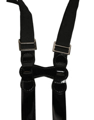 Dolce & Gabbana Black Adjustable Silver Metal Clips Suspenders