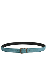 Dolce & Gabbana Men Blue Suede Gold Tone Metal Buckle Belt