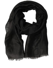 Dolce & Gabbana Black DG Logo Fringed Edge Lace Stole Scarf