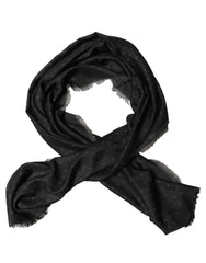 Dolce & Gabbana Men Black Viscose Polka Dot Fringe Shawl Lace Stole