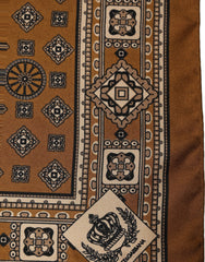 Dolce & Gabbana Brown Geometric Pocket Square Foulard Scarf