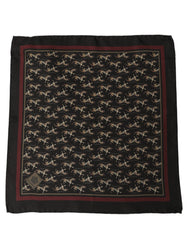 Dolce & Gabbana Black Horse Silk Pocket Square Foulard Scarf