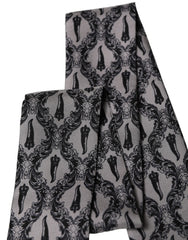 Dolce & Gabbana Gray Baroque Silk Fringed Skinny Foulard Scarf