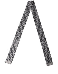 Dolce & Gabbana Gray Baroque Silk Fringed Skinny Foulard Scarf