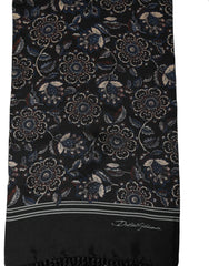 Dolce & Gabbana Black Silk Floral Paisley Fringed Shawl Scarf