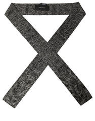 Dolce & Gabbana Black White Herringbone Tweed Shawl Scarf