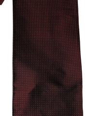 Dolce & Gabbana Burgundy Silk Dotted Fringed Neck Shawl Scarf