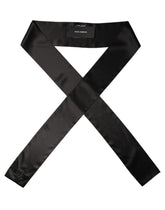 Dolce & Gabbana Men Black Satin Silk Skinny Neck Shawl Scarf