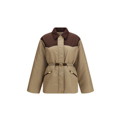 Versace Beige Nylon Full-Length Jacket