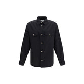 Versace Black Wool Oves Aries Pattern Shirt