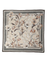 Dolce & Gabbana Men Beige Floral Linen Square Foulard Scarf