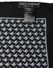 Dolce & Gabbana Black Silk Geometric Handkerchief Pocket Scarf