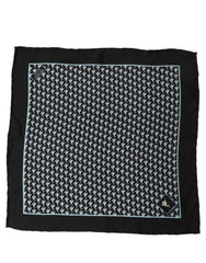 Dolce & Gabbana Black Silk Geometric Handkerchief Pocket Scarf