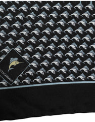 Dolce & Gabbana Black Silk Geometric Handkerchief Pocket Scarf