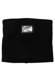 Dolce & Gabbana Black Cashmere Logo Plaque Neck Warmer Scarf