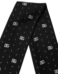 Dolce & Gabbana Black Silk DG Logo Men Skinny Shawl Scarf